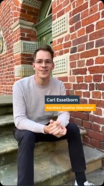 🚒 Vielen Dank, lieber Carl, für deine Unterstützung und dein starkes Unterstützervideo!

Carl Esselborn kandidiert erstmals für den Stadtrat in Otterndorf. Dafür wünsche ich ihm am Sonntag viel Erfolg! 🍀

Unsere Feuerwehren leisten unverzichtbare ehrenamtliche Arbeit. Ich setze mich für moderne Ausstattung, gute Aus- und Fortbildung sowie starke Kinder- und Jugendfeuerwehren ein. 👨‍🚒👩‍🚒

Dafür braucht es stabile Finanzen und verantwortungsvolles Handeln – ebenso für die Sanierung unserer Grundschulen, die Modernisierung der Schwimmbäder sowie bessere Straßen und Radwege.

AnpackenFürHadeln heißt: Verantwortung übernehmen und gemeinsam Lösungen schaffen. 💪

Danke, Carl! 🙏